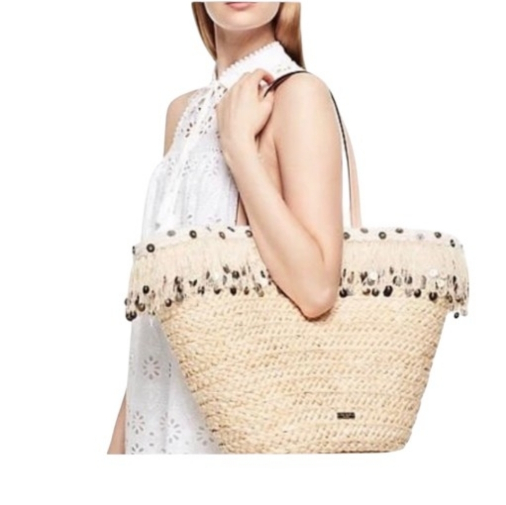 New NWT Kate Spade ♠️ Fringe Marketa Do It All Straw Large Tote Bag - Picture 9 of 9